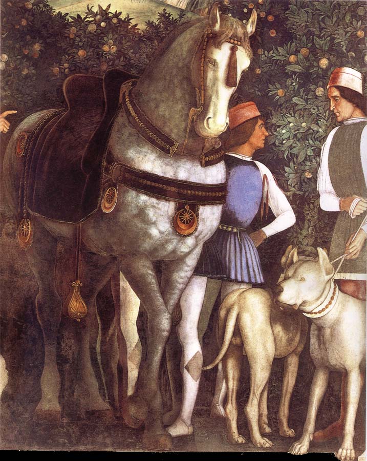 Servant with horse and dog